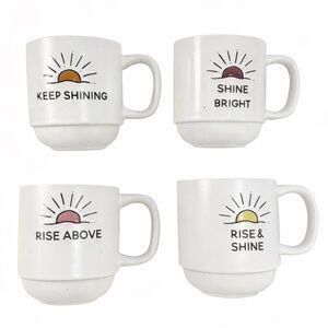 Sheffield Home Sunrise Mug Set of 4 Rise & Shine Shine Bright Speckled Stoneware